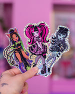 Load image into Gallery viewer, Monster Girl Glitter Stickers
